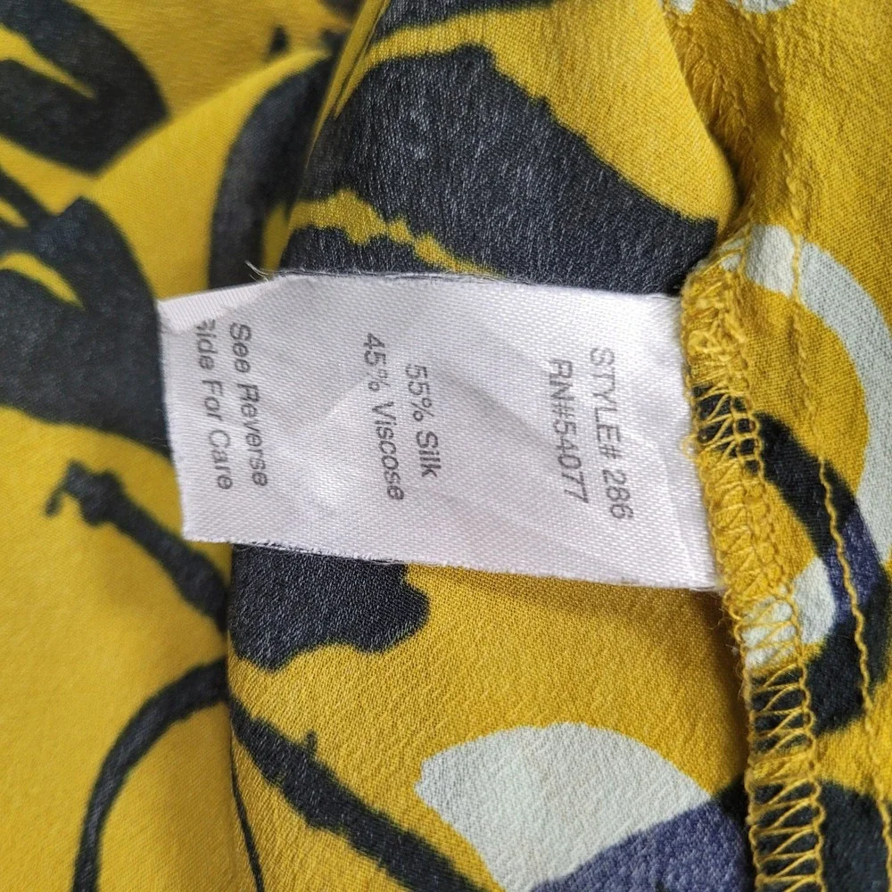 Cabi Womens XL Yellow Floral Silk Blend Sleeveless Tank Top Blouse Style 286